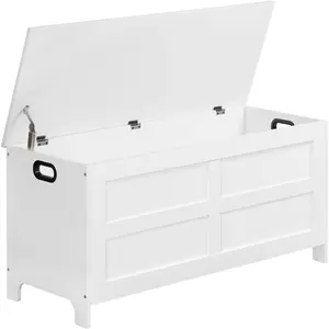 Storage Chest, 39.4" Large Toy Chest, Entryway Storage Trunk, Storage Bench with Safety Hinge, Entrance Bench for Living Room, Entrance, Bedroom, White SCWT48301