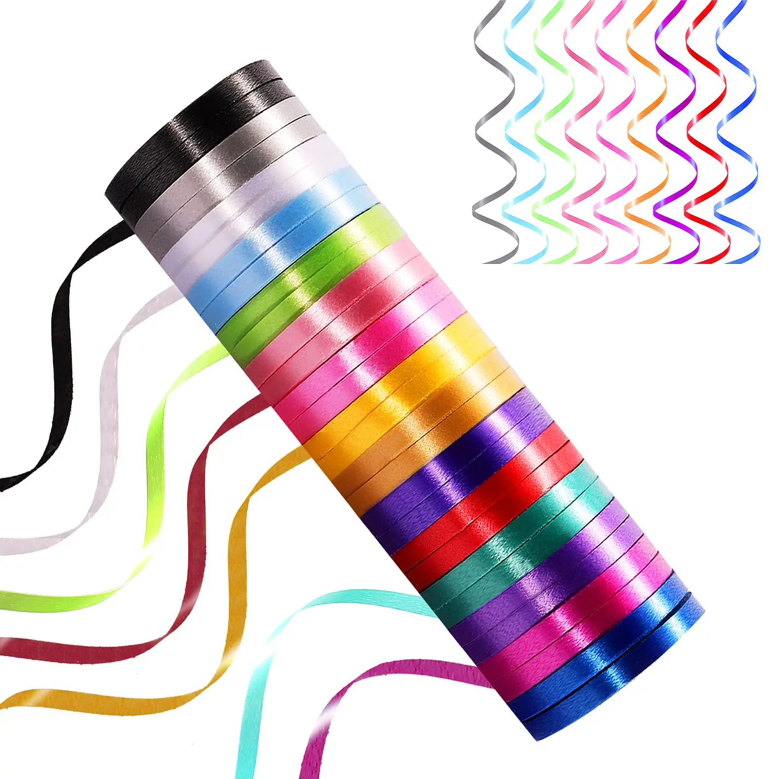 30 Roll Curling Ribbons for Crafts Bows Present Wrapping Ribbon Florist Wedding Party Festival Art Craft Decor, Separate Rolls, 11 Yards Per Roll, 3/16 Inch Wide 3/16" - Set1