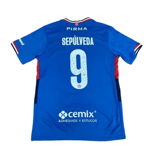 Cruz Azul 2025 26 New Home Blue No.9 Sepulveda Short Sleeved Football Jersey TOP