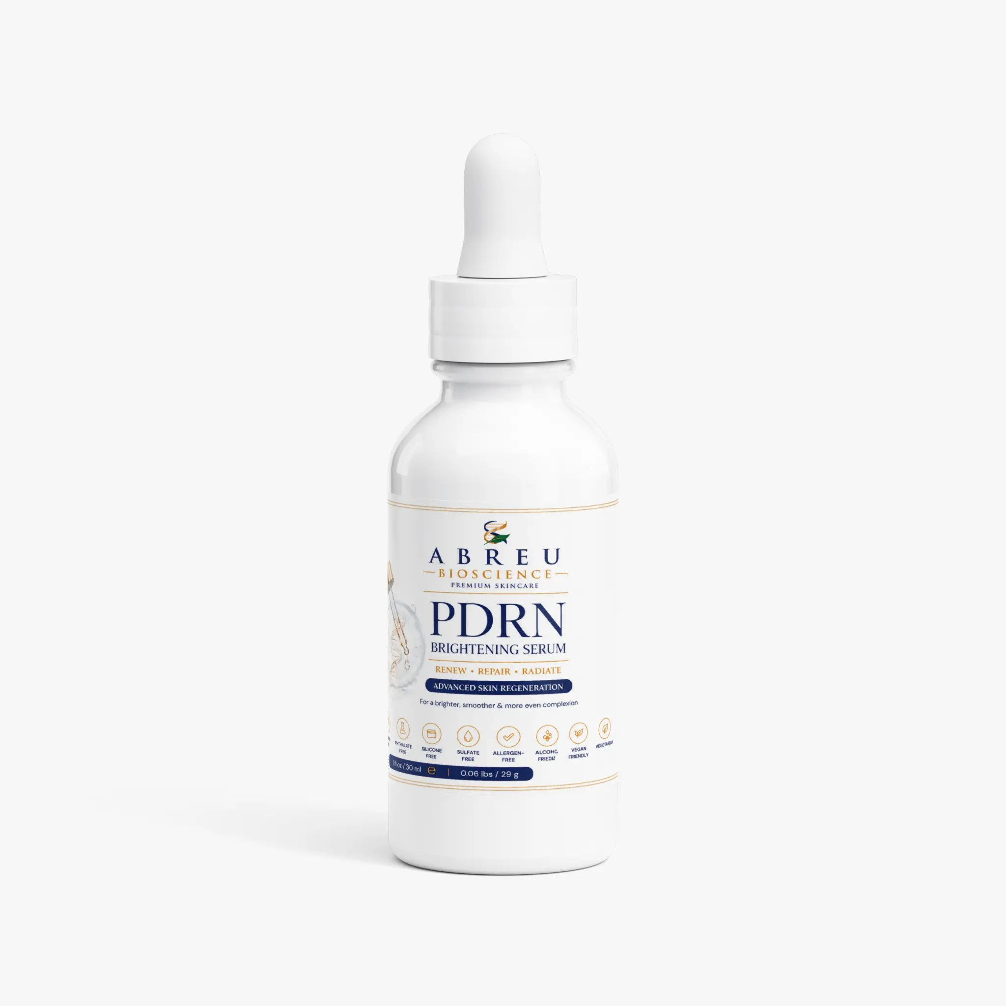 Abreu BioScience PDRN Brightening Serum |  Skin Repair | Advanced Skin Regeneration | Deep Hydration & Plumping |Anti-Aging & Smoothing |   Hydrate | Moisturizer