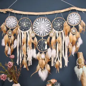 Dream Catcher, 5 Counts/set Feather Decor Wall Hanging Design Hanging Dream Catcher, Wall Hanging Decor Hangable Room Decor for Home Living Room Bedroom, Home Decor