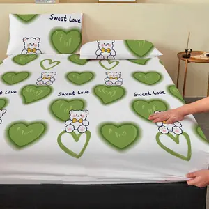 Heart & Bear Pattern Bedspread, 1 Count Soft Comfortable Breathable Bedding Set, Bedding Supplies for Home Bedroom Hotel