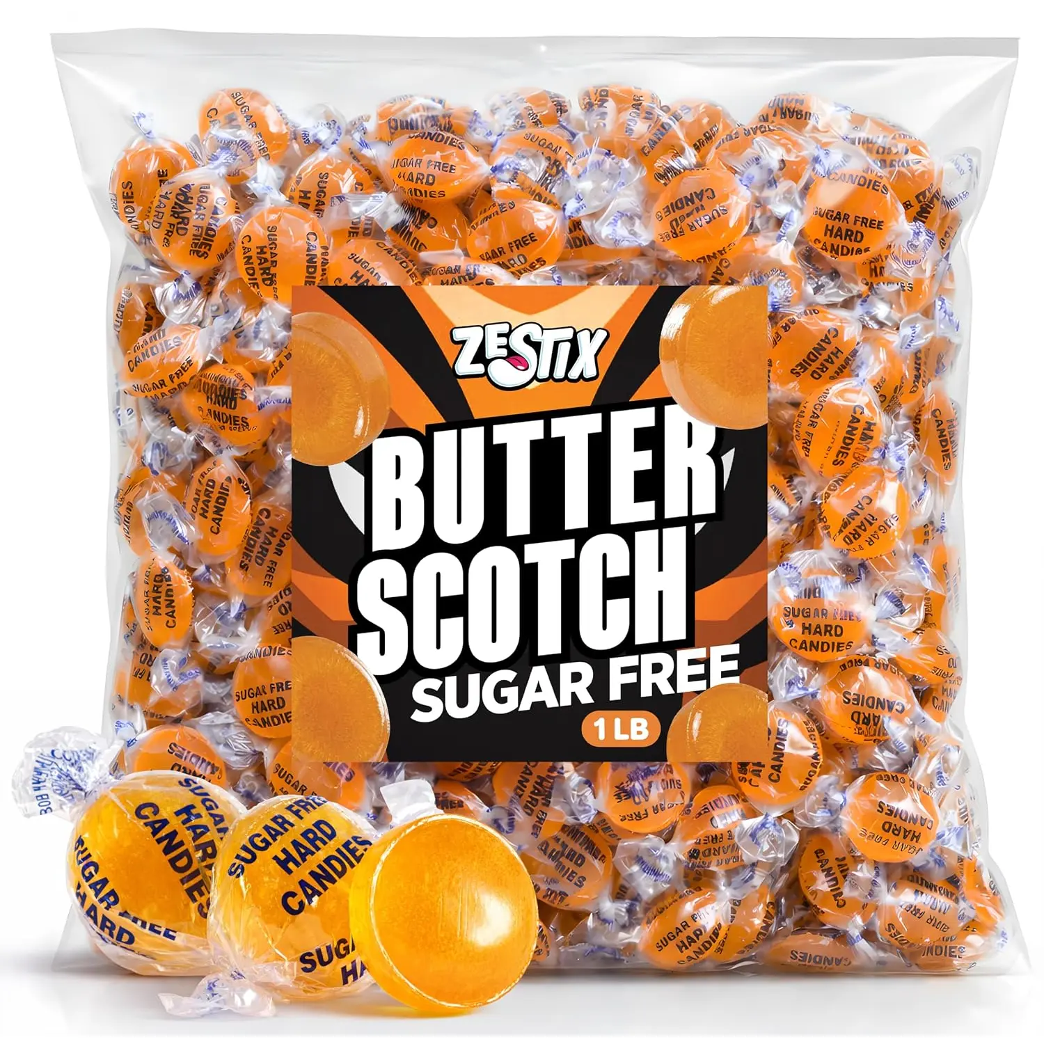 Sugar Free Butterscotch Hard Candy 1 lb. Bag – Individually Wrapped Old-Fashioned Butterscotch Candy with Smooth Buttery Flavor, Classic Nostalgic Hard Candy for Party Favors Office Treats & Everyday Snacking