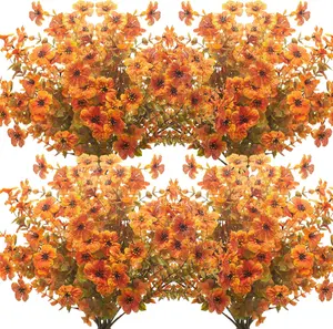 UV Resistant Fall Hanging Baskets 10 Bundles Artificial Boxwood Flowers 8.6" x 13.39" Full Size High Quality Outdoor Decorative Shrubs for Autumn Wedding & Dinner Party