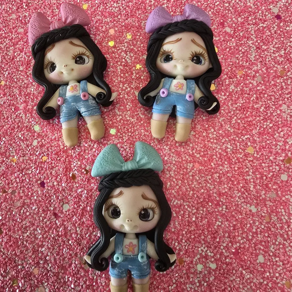 Summer Clay Doll  for DIY Craft Embellishments - Approximately 2.6 Inches Hand-Made Dolls with Unique Designs for Various Crafts