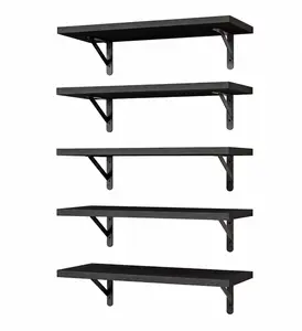 Set of 6, Floating Wall Shelves, Floating Shelves for Wall (Set of 6, Black)