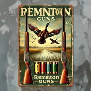 Vintage Style Rustic Design Aluminum 2D Wall Art Duck Hunting Themed Sign for Door and Room Decor Ideal Gift for Home Wall Decor