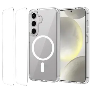 UPTECH1 Strong Magnetic Clear Case with 2 Screen Protectors for Samsung Galaxy S24/S24+/S24 Ultra & S25/S25+/S25 Ultra – Shockproof Slim Transparent Protective Cover