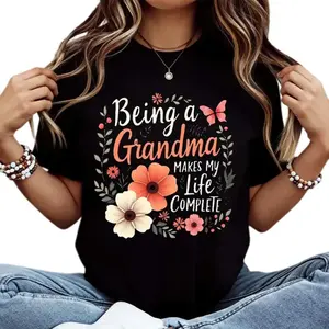 Graphic T-shirt Grandma Floral Graphic Tee Cute "Life Complete" Gift Shirt |   TikTok viral tee, cozy aesthetic, cute graphic shirt, casual everyday outfit, unisex streetwear, gift idea for grandma