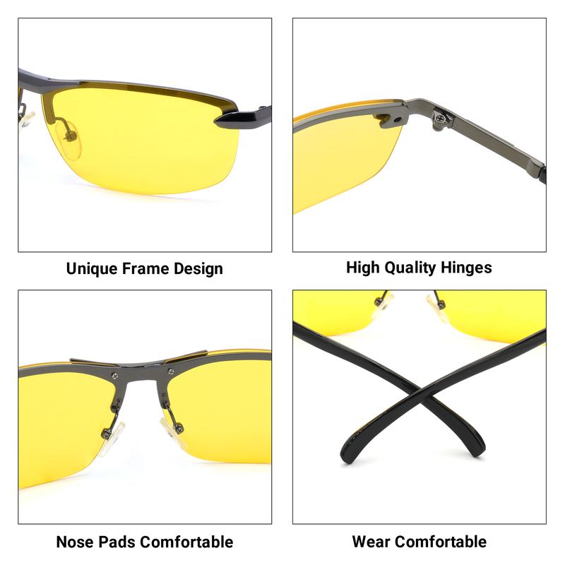 Men's Stylish Sporty Night Vision Goggles - Polarized Metal Reinforced Frame, Anti-Glare Surround Design Suitable for Outdoor Driving/Cycling/Fishing Scenarios SM0109