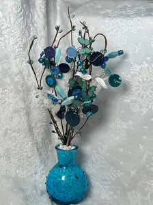 Blissful Button Tree 14 / Button Flower Bouquet / Faux Potted Plant / Home Decor / Artificial Flowers
