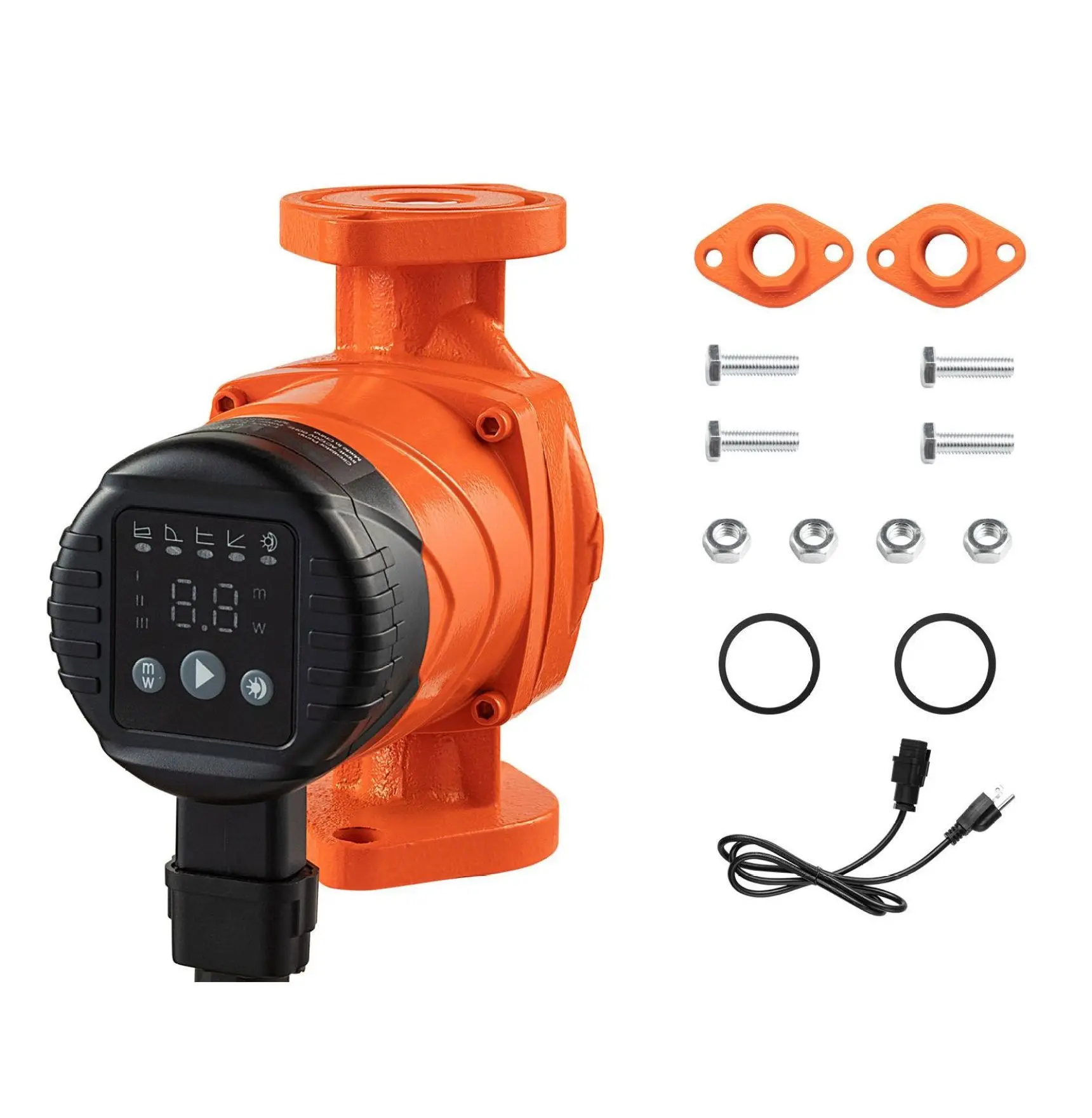 Circulator Pump 16 GPM 120V,  Water Recirculating Pump, 20ft Lift, Cast Iron, 1in Flange, Check Valve, Quiet Operation, Home Heating System Default