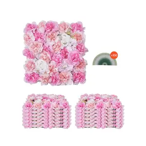 Summervibes VEVOR 3D Flower Wall Panel, 12 PCS 15x 15 inch, Artificial Floral Wall Background Mesh Backing Mat, Seamless DesignEasy Installation for Wedding Valentines Day Home Baby Party Backdrop Decor, Pink
