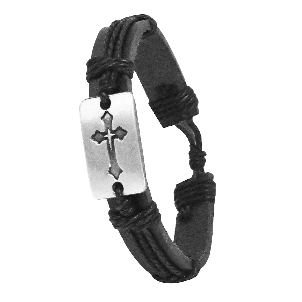 Sideways Cross Bracelet for Men and Women Cross Leather Bracelet for Men Confirmation Gifts for Teenage Boys