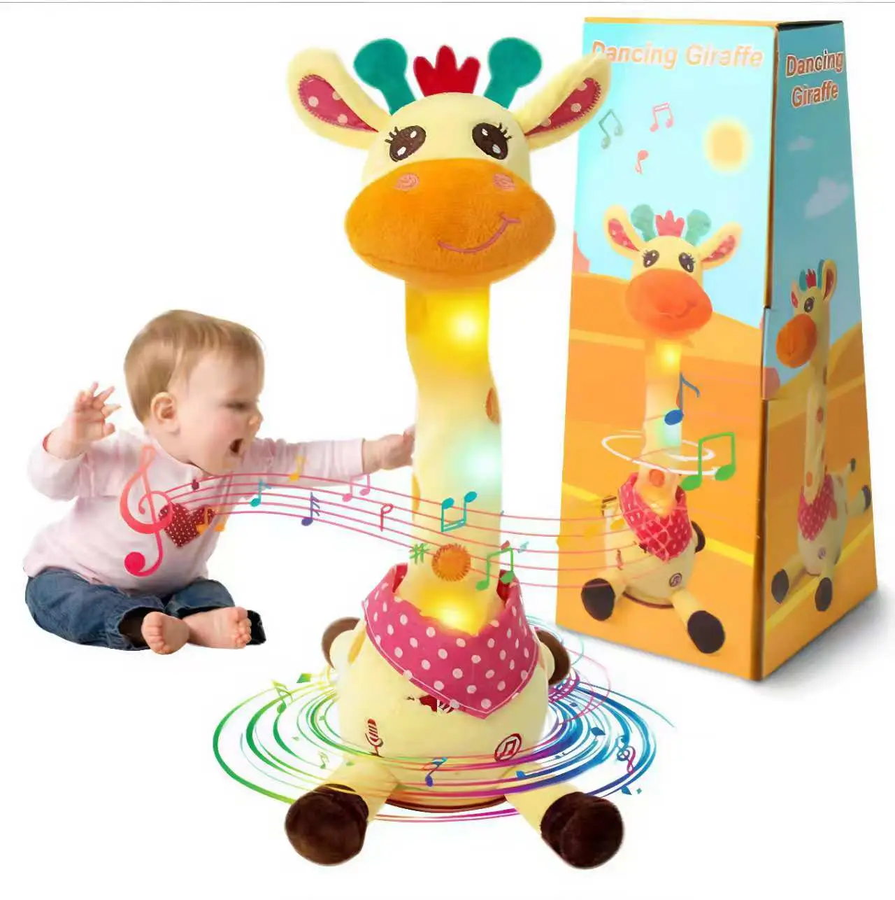 MIAODAM Dancing Talking Giraffe Toys Electronic Plush Toy Interactive Mimicking Toy with Recording and Repeating for Boys Girls Gift Children's Day Gi