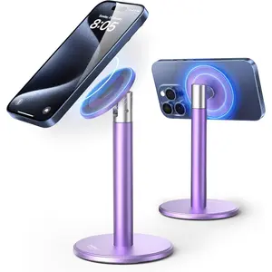 Fully  Phone Stand, 360 Rotating Cell Phone Stand for Desk with Metal Ring, Adjustable Phone Holder Compatible with Phone 17 16 15 14 13 Max and MagSafe Case,