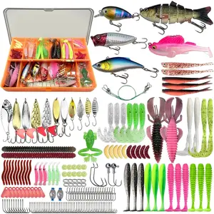 Fishing Lures - Fishing Kit Included 193Pcs Fishing Accessories and Tackle Box, Frogs, Minnows, Soft Baits, Hooks & Weights Accessories Gear Gift for Men Freshwater Bass Trout