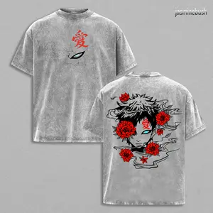 Limited Edition Sunagakure no Gaara - Naruto Anime Double Printed Oversize Lightweight Acid Washed Tee, Gift For Anime Fans and Lovers , Naruto Merch , Gaara Fan