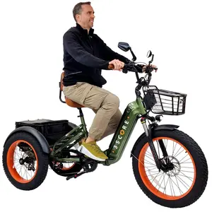 3SCORE Rear Drive Foldable Electric Trike – Premium Army Green