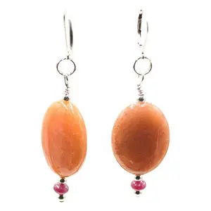 Women's Red Aventurine/Matte Ruby Gemstone Earrings
