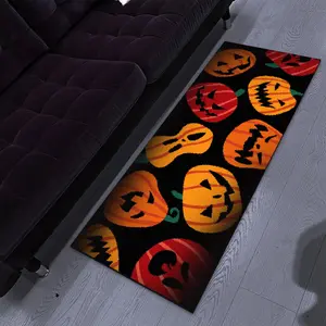 1 piece long rug | Halloween rug | Pumpkin head pattern print | Soft and comfortable non-slip design Machine washable | Halloween home decoration | Suitable for living room and bedroom floor decoration room floor home decoration cloakroom study loun