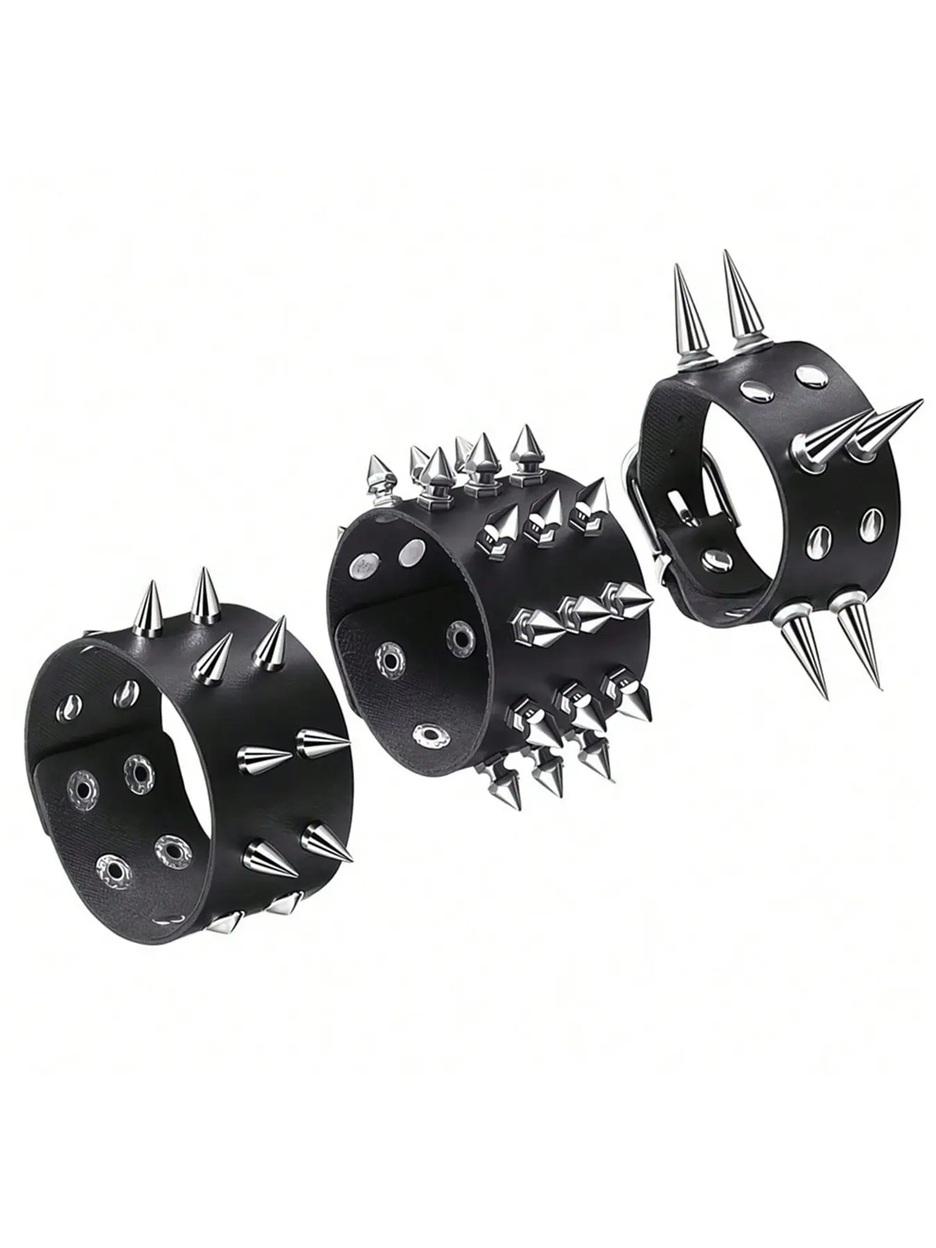 Punk Hip Hop Fashion Bracelet, Unisex Gothic Jewelry Accessory, Rock PU Leather Bracelet, Spiked Studded Bracelet, Rivet Bracelet for Men and Women, Punk Bracelet Set, Bracelet Bundle