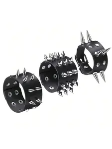 Punk Hip Hop Fashion Bracelet, Unisex Gothic Jewelry Accessory, Rock PU Leather Bracelet, Spiked Studded Bracelet, Rivet Bracelet for Men and Women