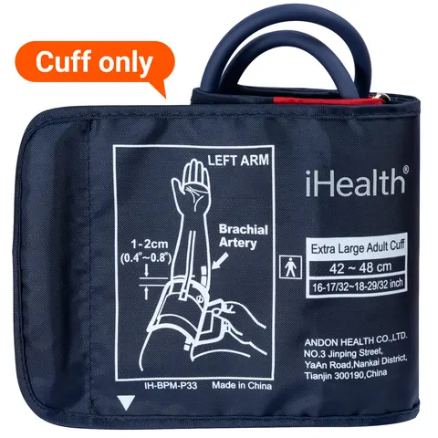 【Cuff Only】iHealth Extra Large Adult Blood Pressure Cuff (16.5"-18.9" | 42-48cm) - XL Replacement BP Cuff for Big Arms, Compatible with iHealth Track Smart Upper Arm Blood Pressure Monitor