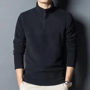 Semi-turtlenecksweatermen'slong-sleevedt-shirtdouble-sidedGermanvelvetzipperyouthautumnandwinterversatilebottomingshirttrendyautumnclothes Menswear Hoodie
