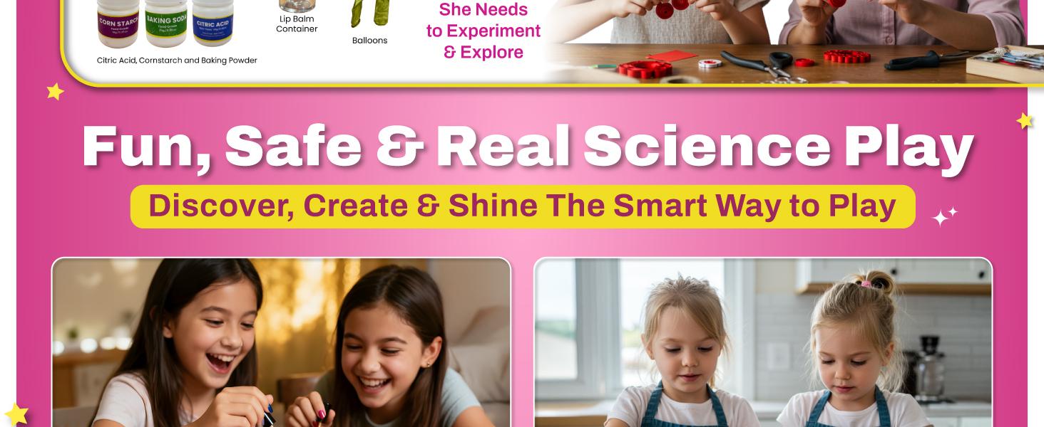 Curious Jr. by PW 50+ Experiments Science Kit for Girls, Includes DIY Nail Art, Personalised Jewellery, Lip Balm, Frozen Wonderland | Birthday Gift for Girls, Educational Toy for Kids