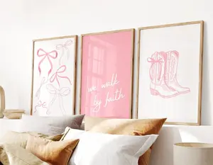 Walk by Faith Girly Christian Wall Art Unframed, Modern Bible Poster, Scripture Print, Coquette Cowgirl, Cute Trendy Decor, Gift For Her