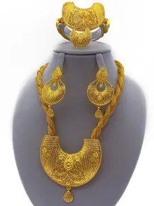 Women's Jewelry Set Necklace Bracelet Earrings Ring, Spiral Chain Half Circle Design, Elegant Gift, Versatile Daily Wear