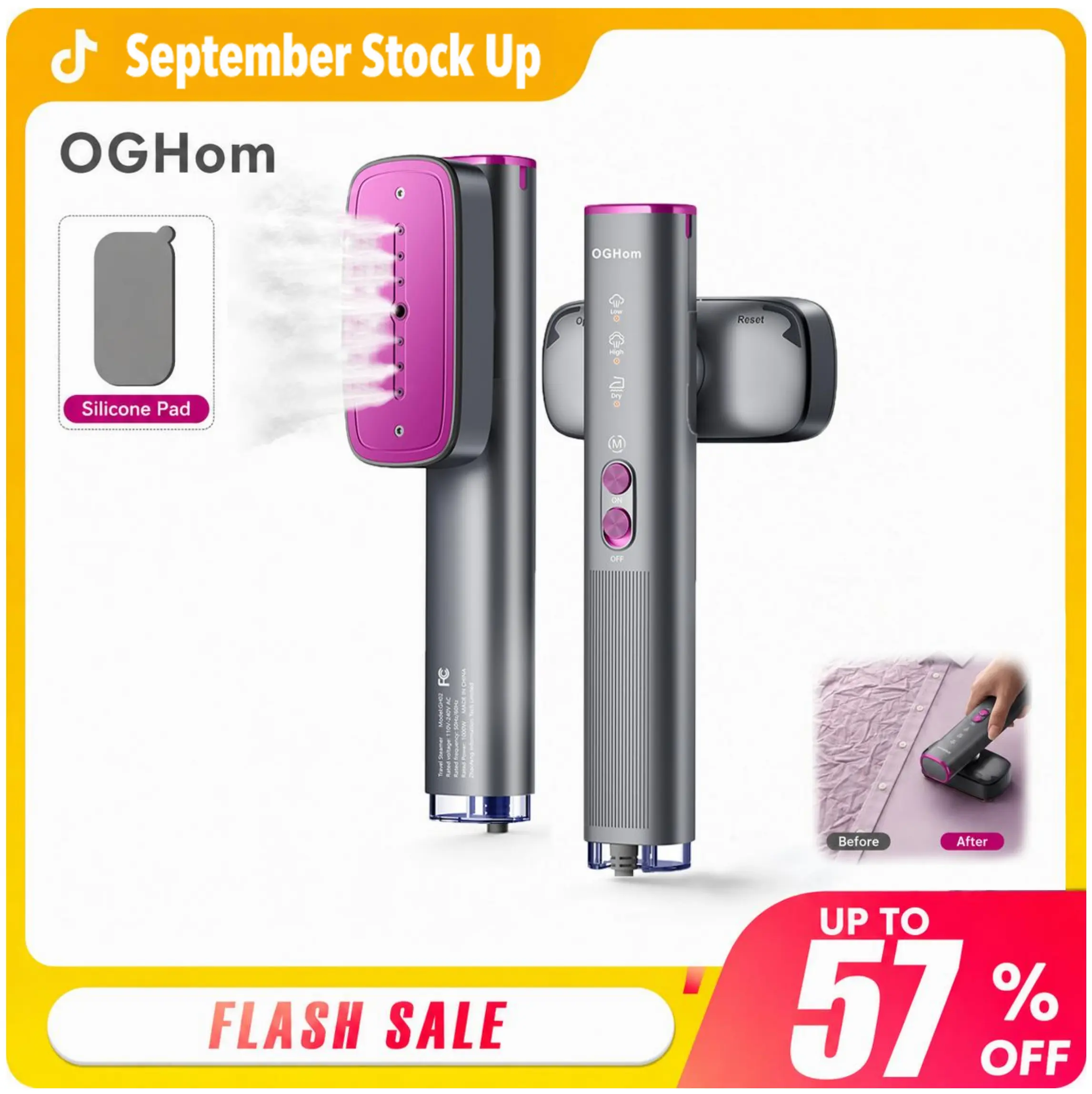 OGHom Garment Steamer for Clothes, 2-in-1 Portable Steamer & Iron, Dual Voltage 110-240V, Large 120mL Water Tank, Powerful Steam, 30s Fast Heat Up, Perfect for Europe & Worldwide Travel, TravelEssentials, TravelHack, sohochic,tiktokshopstockup