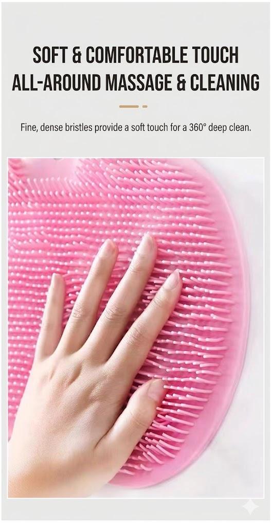 NO MORE Bending in the Shower!  Exfoliating Foot Scrubber & Massager Mat - Perfect for Deep Cleaning (Pink & Blue)