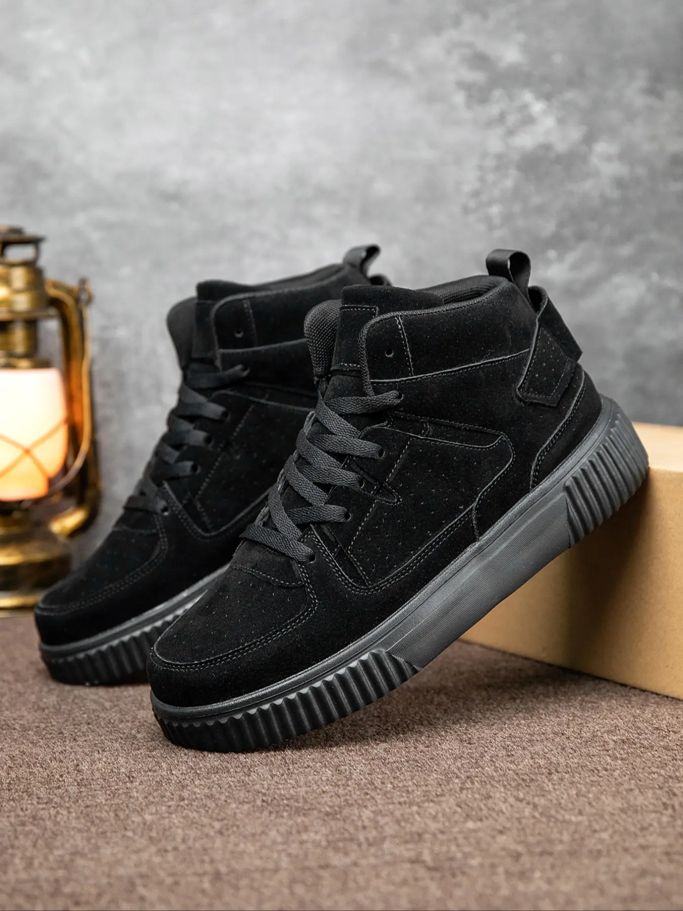 Men's All- Matte High Top Work Shoes, Walking Shoes, Trendy Walking Shoes, Flat Sole Height-Increasing Casual Sneakers, Four Seasons Warm Anti-Slip, Commute/street/campus/dating/outdoor Sports, Trainer, Versatile Walking Shoes, Trending Shoes