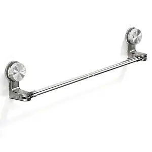 1pcs Suction Cup Extendable Towel Rod, Rotatable Corner Towel Rack, No Drilling Bathroom Storage, Space-Saving Design, Easy Installation