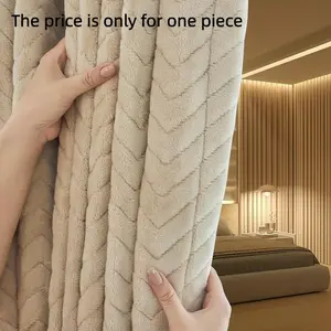 1pc Winter Windproof Thermal Blackout Curtain, New Full Light Blocking Fabric Curtain, Thickened Soundproof Insulation for Warmth, Window Curtain