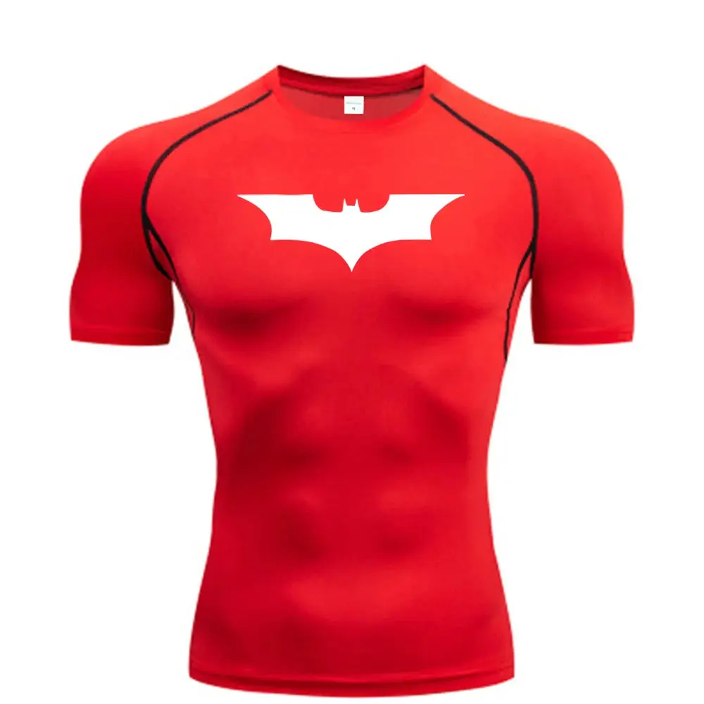 Bat-Print Compression Training T-Shirt