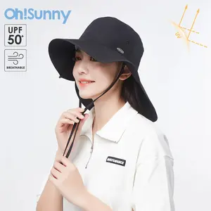 OhSunny Bucket Hat with Wide Brim Anti-UV UPF50+ Sun hats Unisex Summer Gardening Neck Protection Caps for Outdoors Cycling