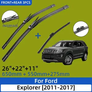 For Ford Explorer 2011-2017 26"+22"+11" Front Rear Wiper Blades Windshield Windscreen Window Cutter Accessories 2015 2016 2017