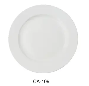 Yanco Cambria Collection 9 in. Round Scratch-Resistant Bright White China Dinner Plates, Pack of 24