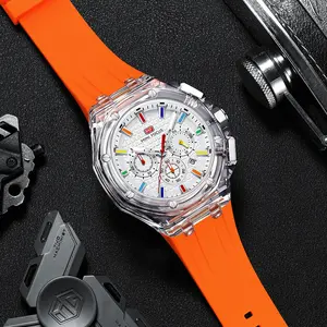 MINI Focus Men Watches,Unique Transparent (Mutifunction/Light Weight/Calendar/Waterproof)mens gitfts Silicone Strap Fashion Wrist Watches for Men