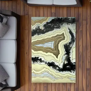 212 MAIN 3x5 ft. Decorative Lace Agate Abstract Art Chenille Print Modern Shapes Rectangular Area Rug - Weatherproof Indoor-Outdoor Rug for Home Decor, Patio Use, Decorative Rug