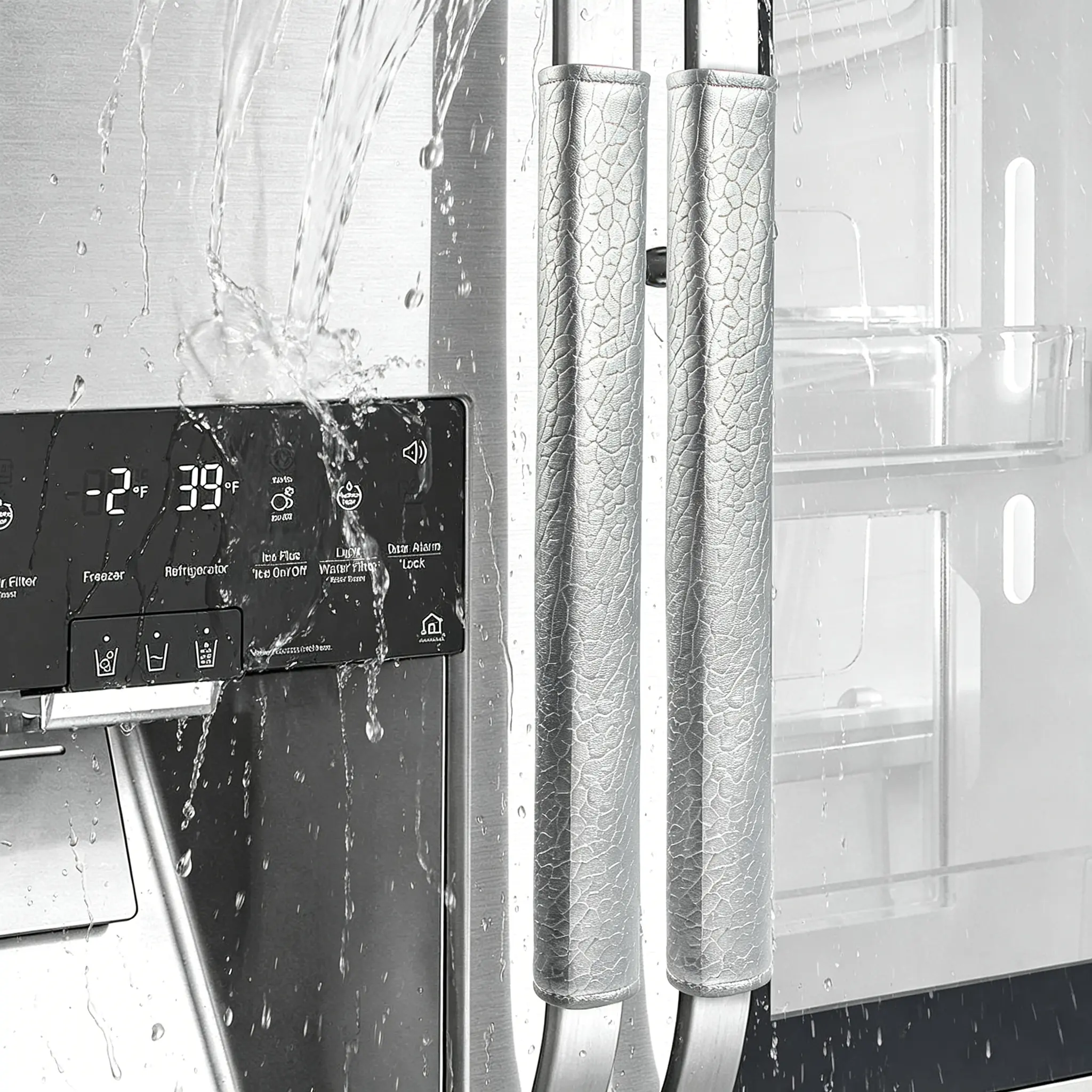OUGAR8 Refrigerator Door Handle Covers,Waterproof &Oilproof,Keep Your Kitchen Appliance Clean from Smudges, Fingertips, Stains,Cleaning Handle Protector For Fridge,Oven Stove,Microwave,Dishwasher (Black, 2pcs_15.74"L*4“W) Protection