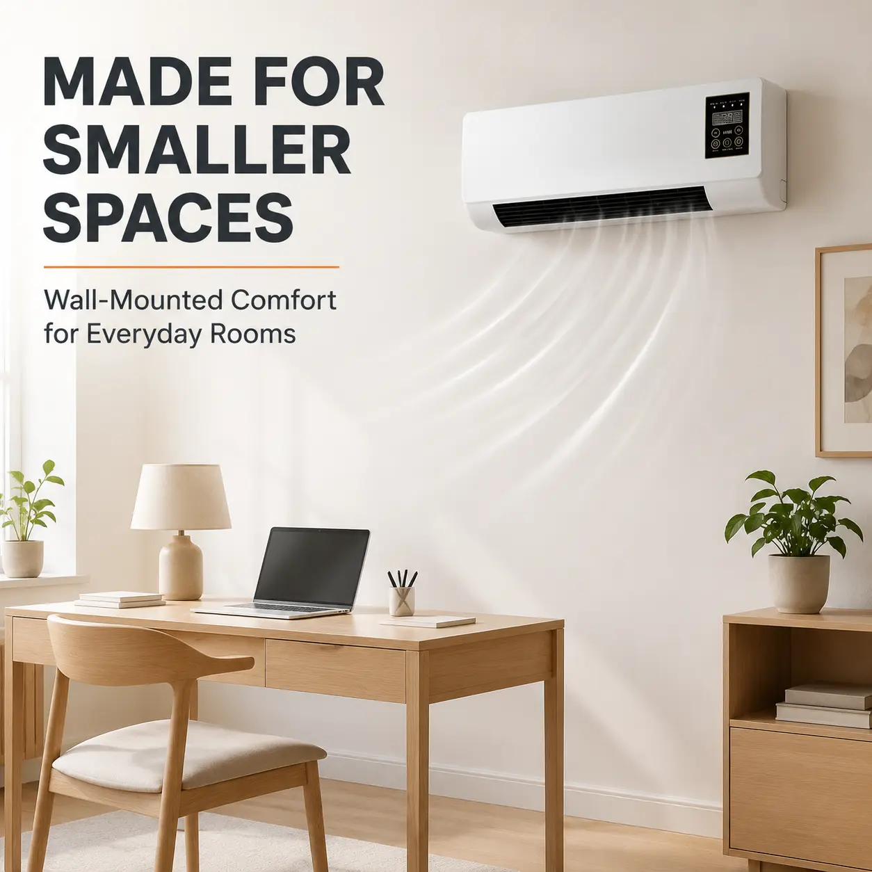 Boat Electrical Equipment 1400W Wall-Mounted 2-In-1 Inverter Air Conditioner, Dual Mode Heating & Cooling Fan, Remote & Touch Operation, 6H Timer, Natural Breeze Feature