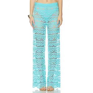 PQ High Waist Lace Pant in Turquoise