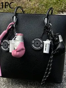 Mini fitness set with dumbbell and boxing gloves keychain, woven rope, unisex, bag charm, detachable, perfect choice for fitness enthusiasts, ideal gift for both men and women, suitable for decorating backpacks and keys, Portable Keychain