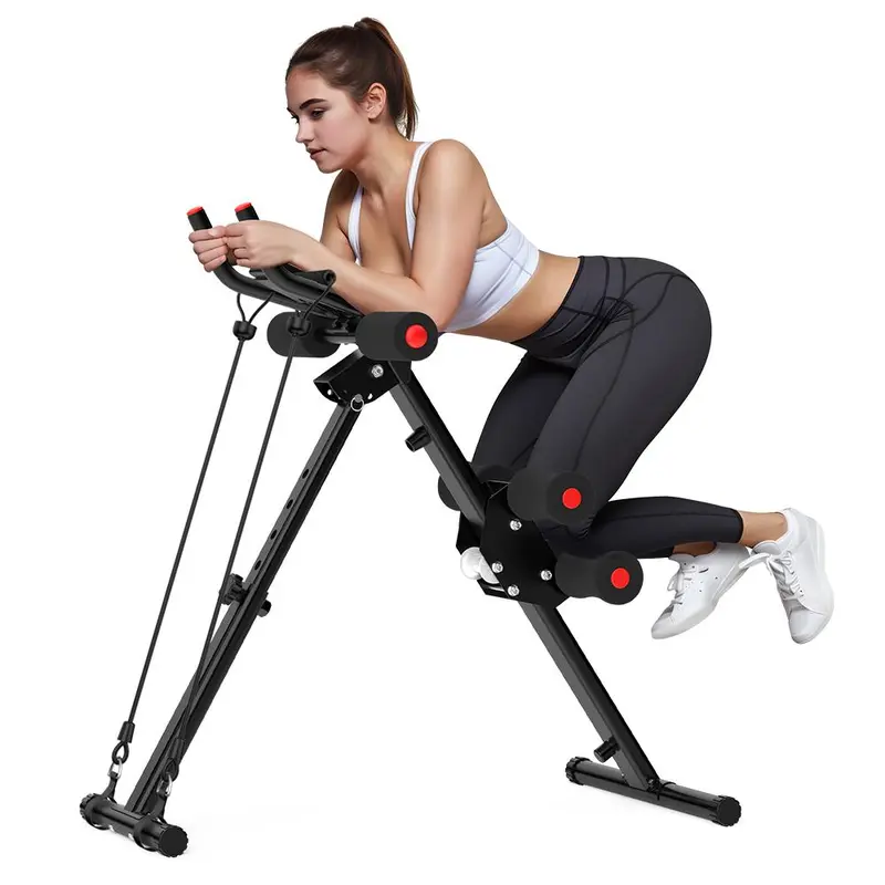 RELIFESPORTS Foldable Height-Adjustable Ab Machine, LCD Monitor Ab Trainer, Full-Body Core Workout Fitness Equipment Home Gym Abdominal Training Board
