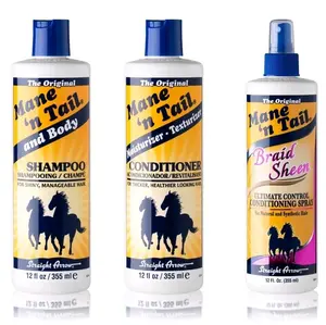 Mane 'n Tail Original Formula Shampoo & Conditioner 12oz with Braid Sheen 12oz for Fuller Stronger Healthier Hair