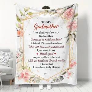 Godmother Flannel Blanket |   Super soft polyester fiber, vintage floral design, lining with heartfelt care |   Multicolor pink and red |   Perfect for the sofa or bed |   Perfect Gift for Thanksgiving, Christmas, New Year, Valentine's Day, Comfortable So